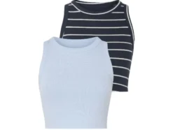 Damen Crop-Tops, 2 Stück, gerippt