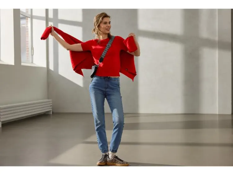 Damen Denim-Joggers, normale Leibhöhe