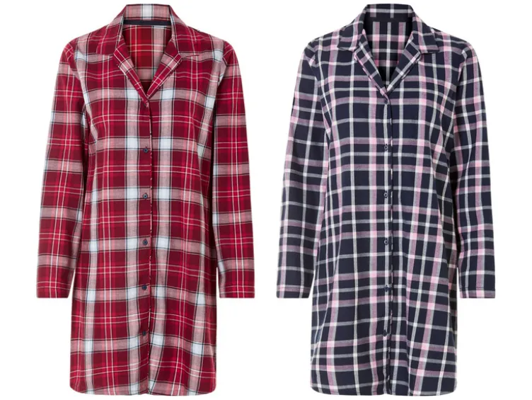 Damen Flanell-Bigshirt, mit Seitenschlitzen