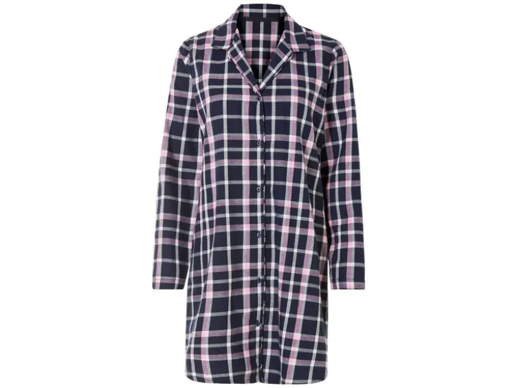 Damen Flanell-Bigshirt, mit Seitenschlitzen