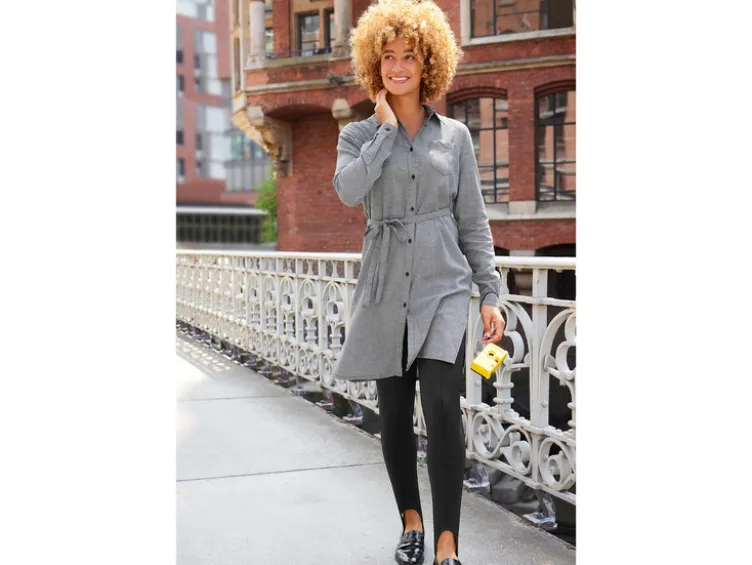 Damen Flanell-Longbluse aus reiner Baumwolle