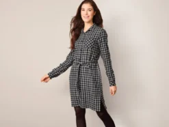 Damen Flanell-Longbluse aus reiner Baumwolle