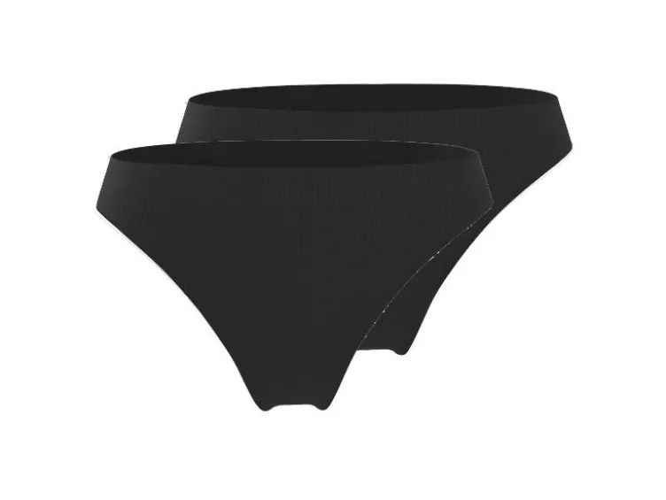 Damen Gerippte Minislips, 2 Stück