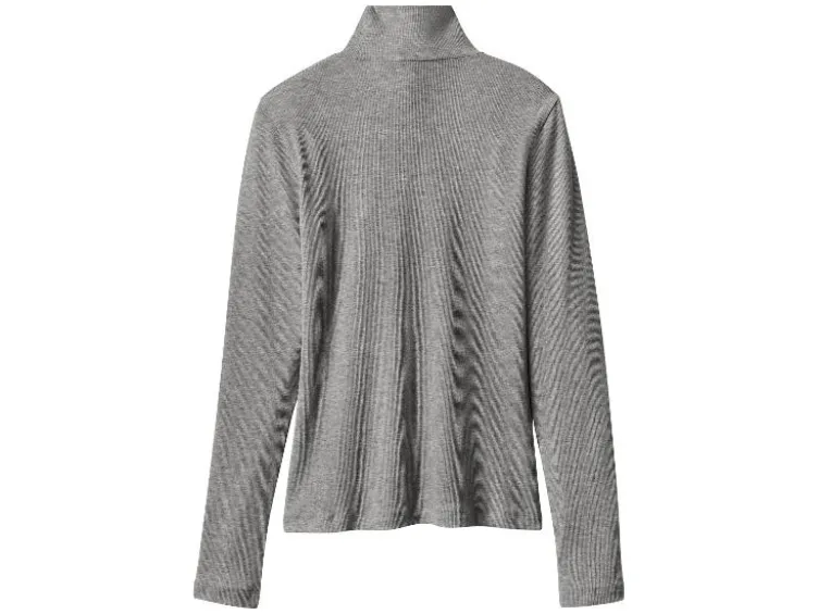 Damen Gerippte Rollkragenshirts, 2 Stück