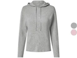 Damen Gerippter Strickhoodie