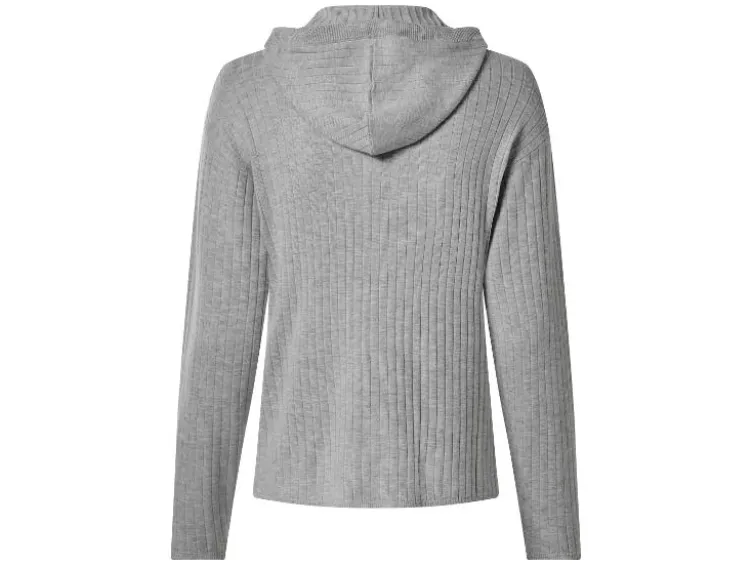 Damen Gerippter Strickhoodie