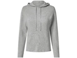 Damen Gerippter Strickhoodie