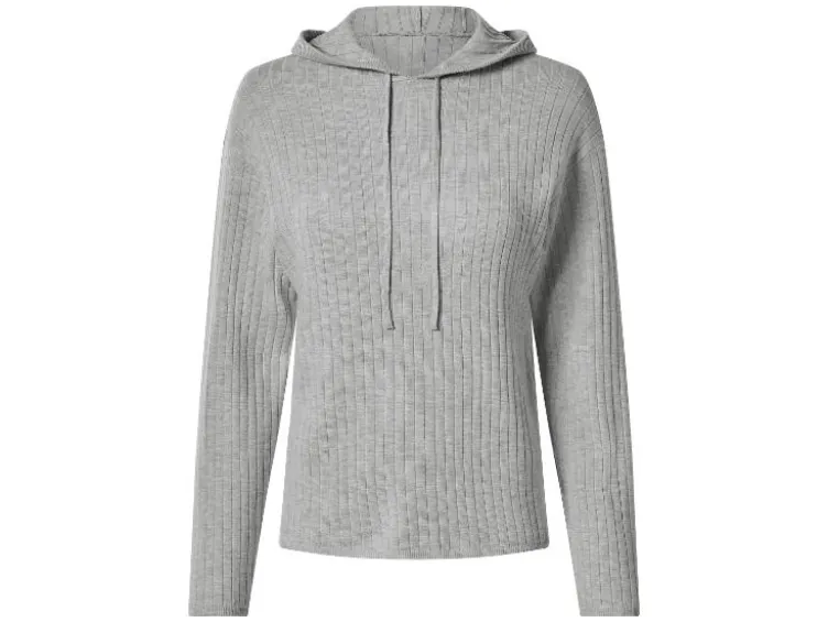 Damen Gerippter Strickhoodie