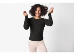 Damen Geripptes Langarmshirt