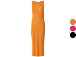 Damen geripptes Midi-Kleid