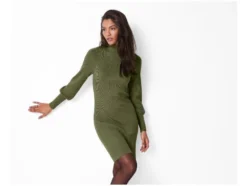 Damen Geripptes Strickkleid