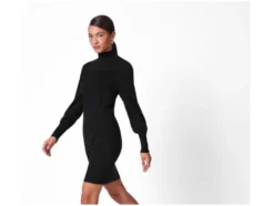Damen Geripptes Strickkleid