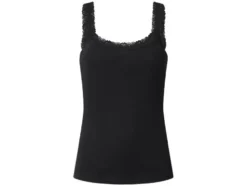 Damen Gerippte Tops mit Spitze, 3 Stück