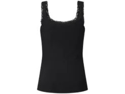 Damen Gerippte Tops mit Spitze, 3 Stück