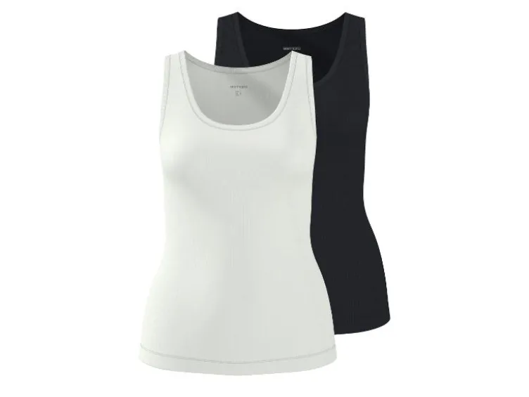 Damen Gerippte Tops, 2 Stück