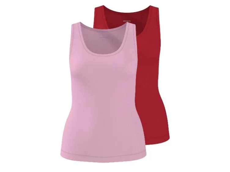 Damen Gerippte Tops, 2 Stück