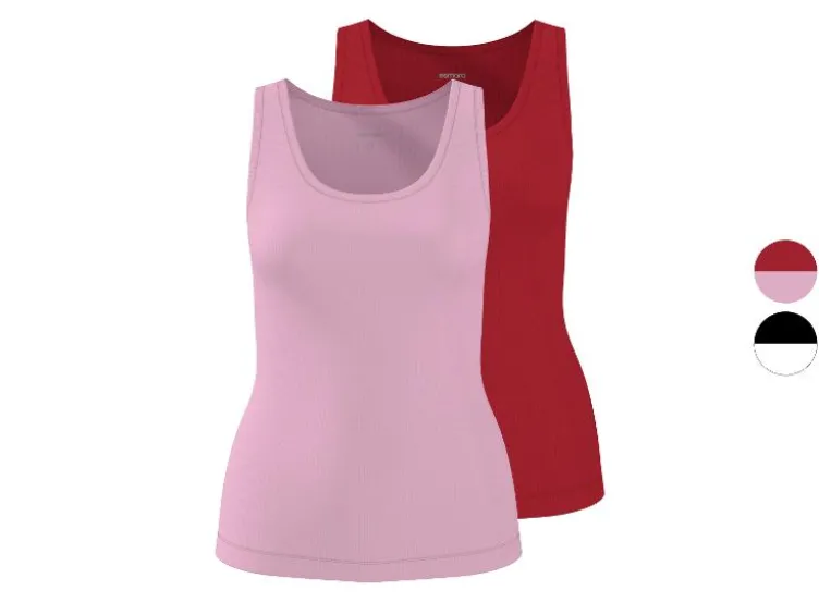 Damen Gerippte Tops, 2 Stück