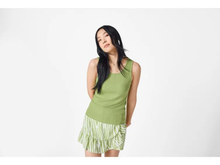 Damen Gerippte Tops, 2 Stück