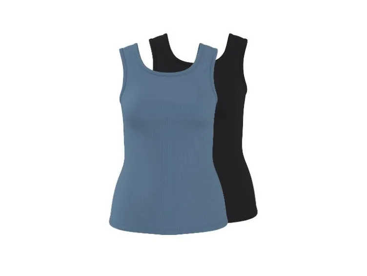 Damen Gerippte Tops, 2 Stück