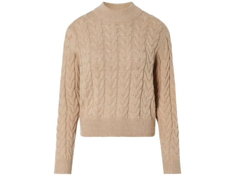 Damen Grobstick-Pullover mit Stehkragen