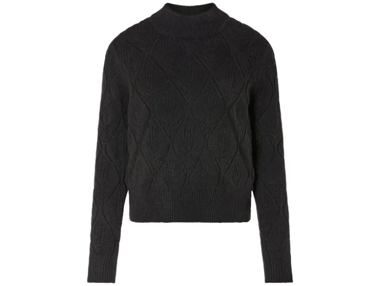 Damen Grobstick-Pullover mit Stehkragen