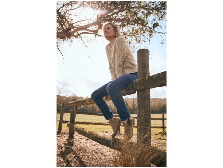 Damen Grobstick-Pullover mit Stehkragen