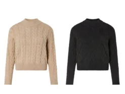 Damen Grobstick-Pullover mit Stehkragen