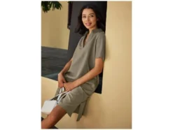 Damen Kleid / Wickelkleid mit Leinen