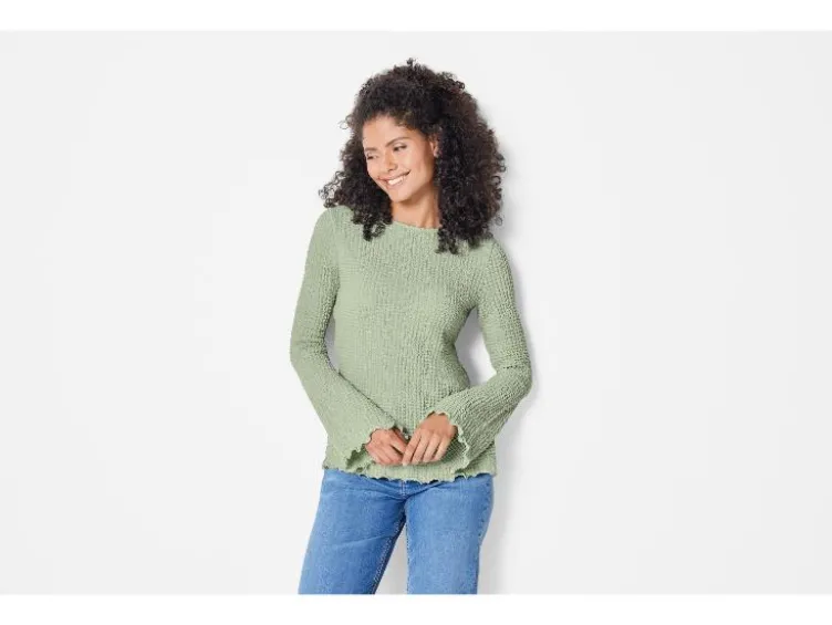 Damen Langarmshirt, mit modischem Jacquard-Jersey