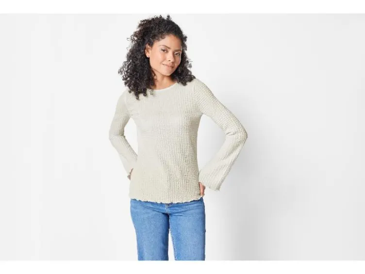 Damen Langarmshirt, mit modischem Jacquard-Jersey