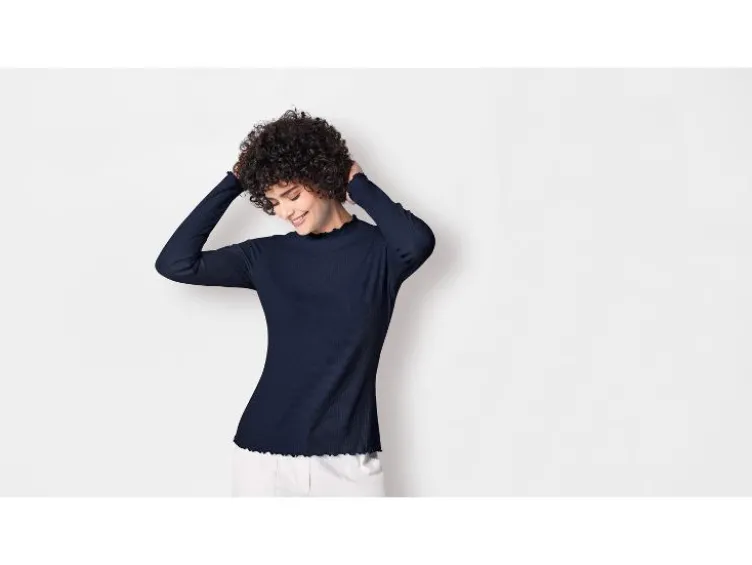 Damen Langarmshirts, 2 Stück, aus weicher Ripp-Qualität