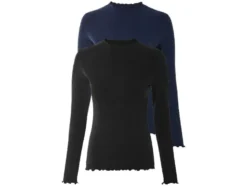 Damen Langarmshirts, 2 Stück, aus weicher Ripp-Qualität