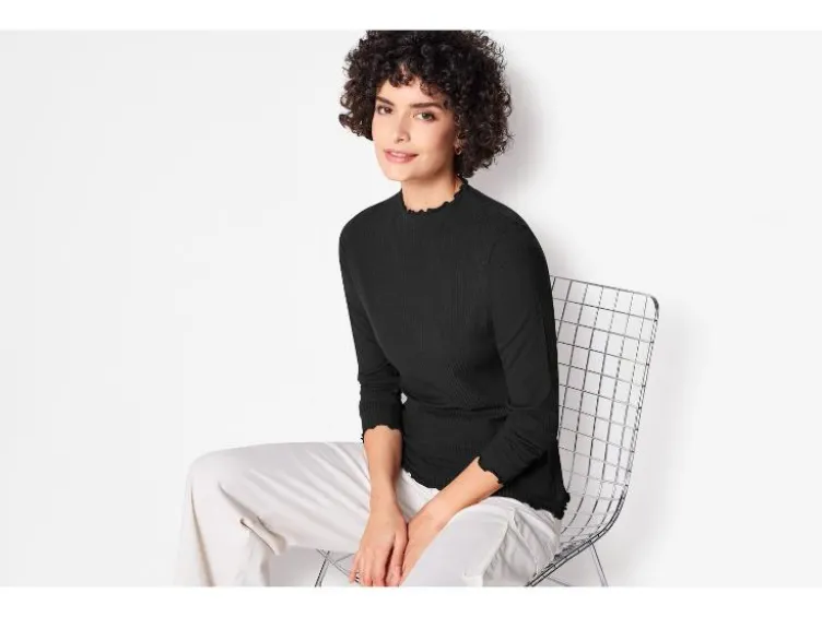 Damen Langarmshirts, 2 Stück, aus weicher Ripp-Qualität