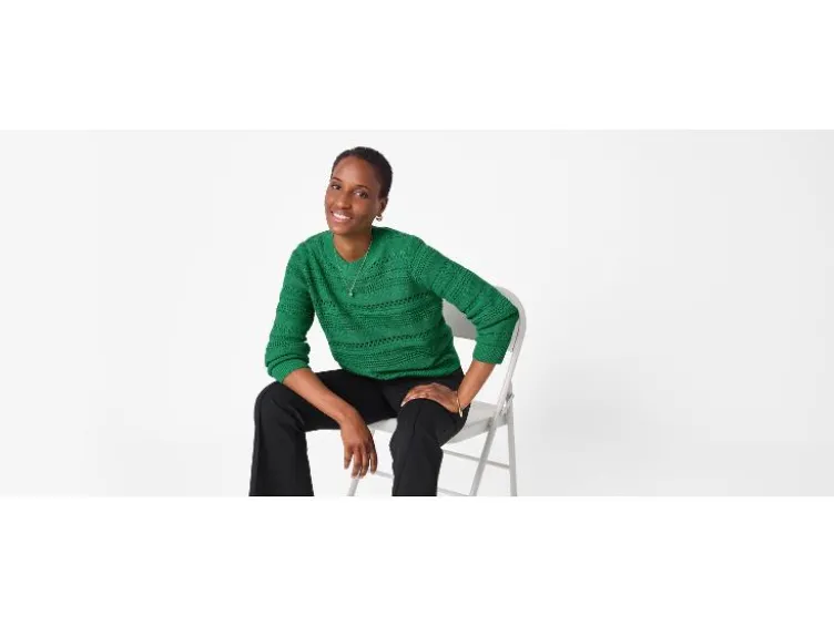 Damen Lochstrickpullover