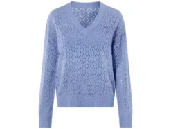 Damen Lochstrickpullover, aus weichem Ajour-Strick