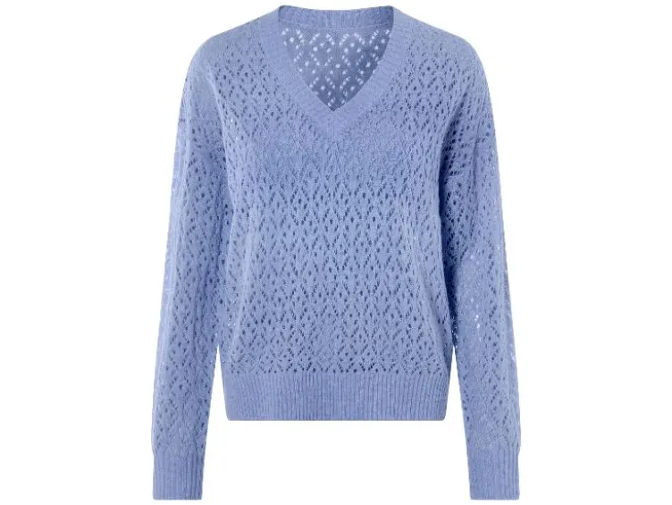 Damen Lochstrickpullover, aus weichem Ajour-Strick