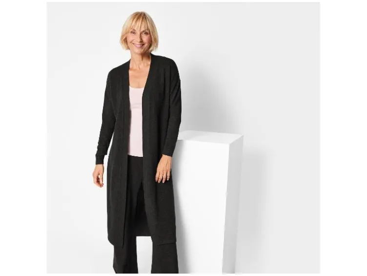Damen Longcardigan, mit überschnittenen Schultern