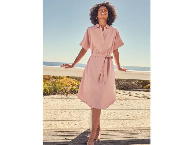 Damen Maxikleid mit Leinen