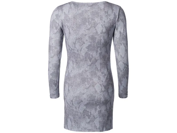 Damen Mesh-Kleid mit modischem Snake-Print, grau
