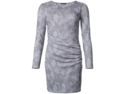 Damen Mesh-Kleid mit modischem Snake-Print, grau