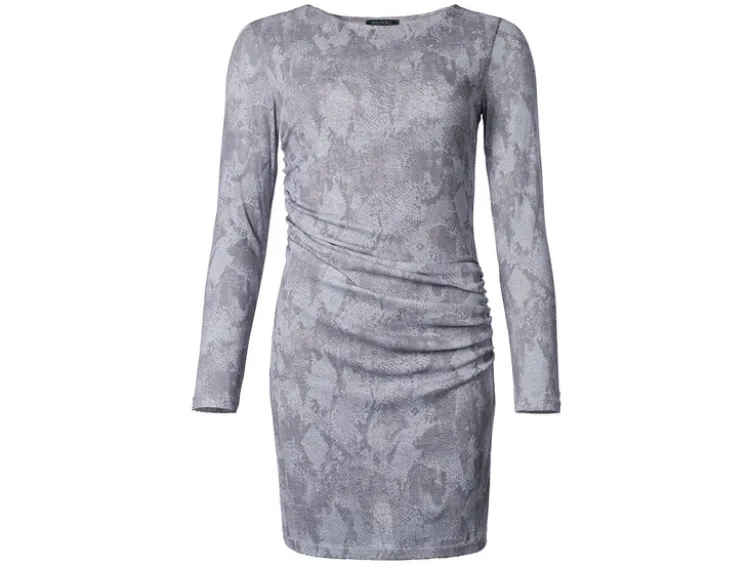 Damen Mesh-Kleid mit modischem Snake-Print, grau