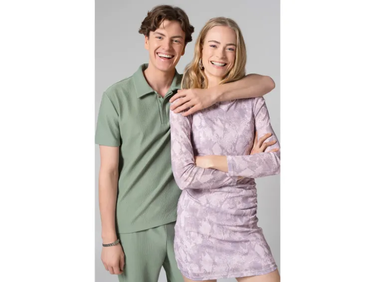Damen Mesh-Kleid mit modischem Snake-Print, rosa
