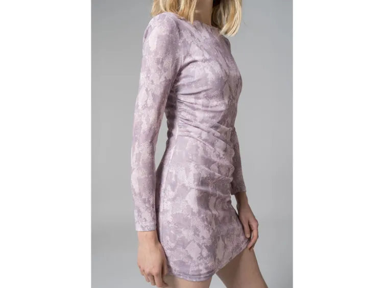 Damen Mesh-Kleid mit modischem Snake-Print, rosa