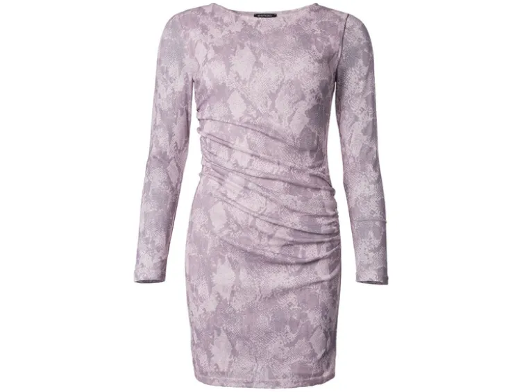 Damen Mesh-Kleid mit modischem Snake-Print, rosa