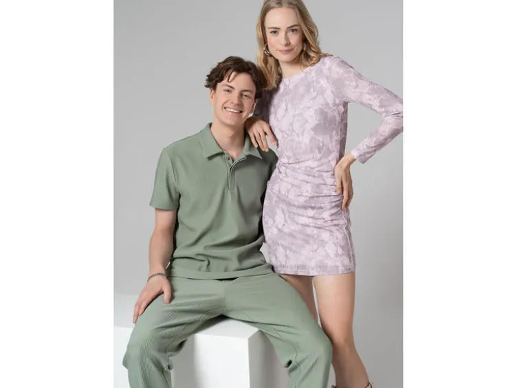 Damen Mesh-Kleid mit modischem Snake-Print, rosa