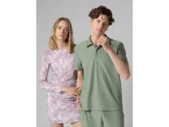 Damen Mesh-Kleid mit modischem Snake-Print, rosa