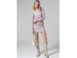 Damen Mesh-Kleid mit modischem Snake-Print, rosa