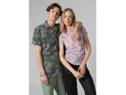 Damen Mesh-T-Shirt mit modischem Snake-Print, rosa