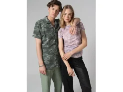 Damen Mesh-T-Shirt mit modischem Snake-Print, rosa