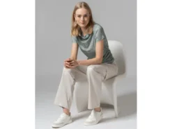 Damen Mesh-T-Shirt mit modischem Snake-Print, grün